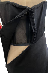 Incredible Spring 2003 Christian Dior by John Galliano Black Silk Open Cut Out Bow Dress w High Slit