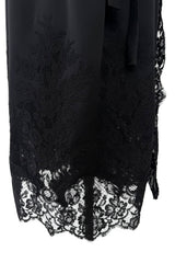 Beautiful 1990s Original Valentino Haute Couture Black Silk Dress w Handmade Lace Detailing