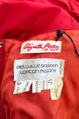 Late 1980s Bellville Sassoon Strapless Red Silk Dress w Full Skirt & Black Glitter Tulle Underskirt & Bow
