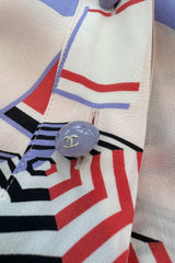 Spring 2019 Chanel by Karl Lagerfeld Runway Look 34 Blush Pink Silk Top w Parasol Print
