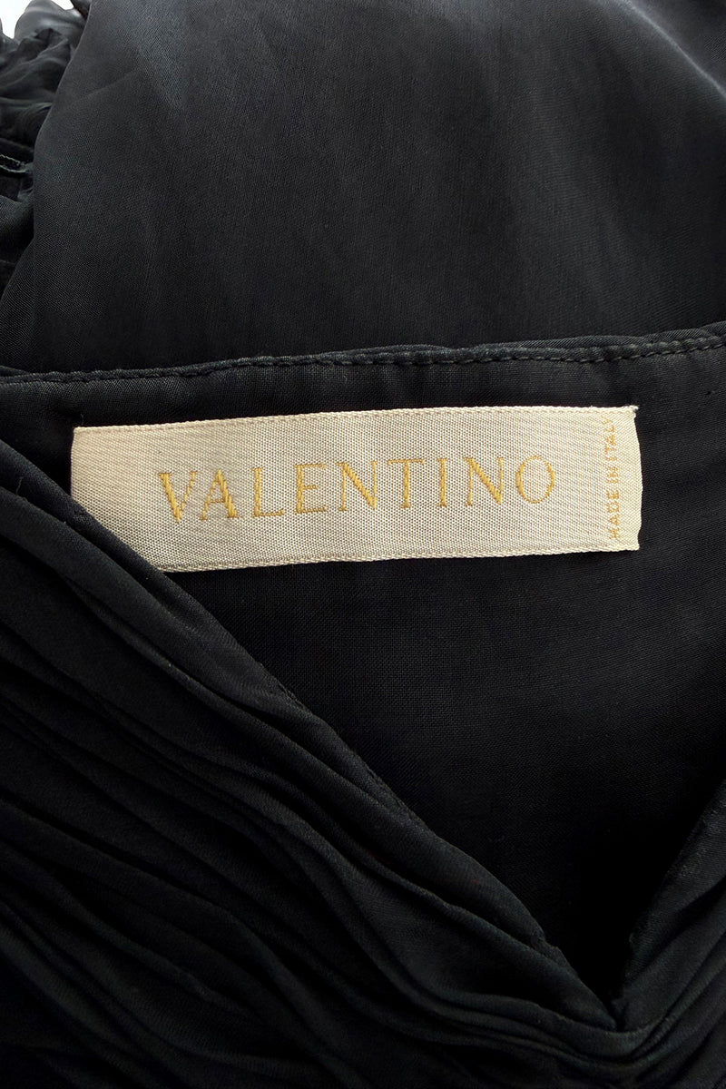 Spring 2004 Valentino by the Original Mr. Valentino Black Pleated Bodice & Ruffle Skirt Dress