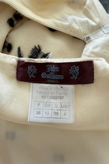 Rare & Chic Fall 1999 John Galliano Soft Ivory Wool Sleeveless Shift Dress Covered in Tiny Black Yarn Bows