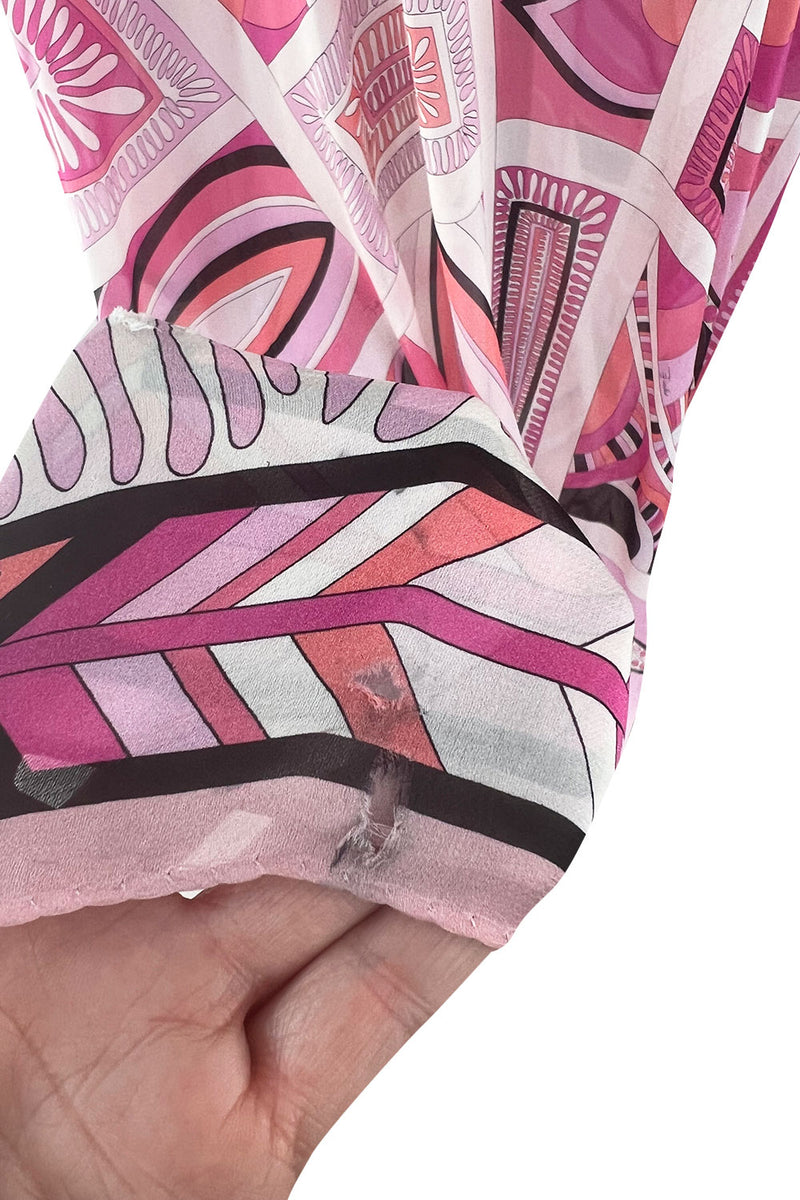 Gorgeous 2010s Emilio Pucci Feather Light Pink Silk Chiffon Scarf
