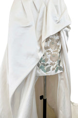 2010-2011 Alexander McQueen Strapless Ivory Silk Dress w Hand Embroidered Flowers & Train