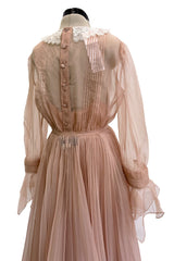 Fall 2020 Gucci by Alessandro Michele Runway Look 29 Dusty Pink Silk Dress & Skirt Overlay Set