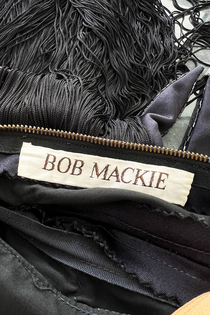 Early 1970s Bob Mackie Unusual Fringed Shaped Bodysuit Showgirl Costume Dress Piece
