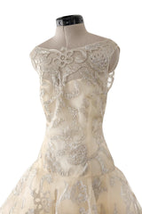 Dreamy Pre-Fall 2015 Oscar de la Renta Look 36 Metallic Gold Applique & Ivory Net Dress