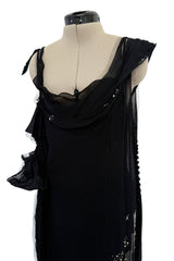Phenomenal Fall 2006 John Galliano Black Silk Chiffon Dress w Sequins & Beading