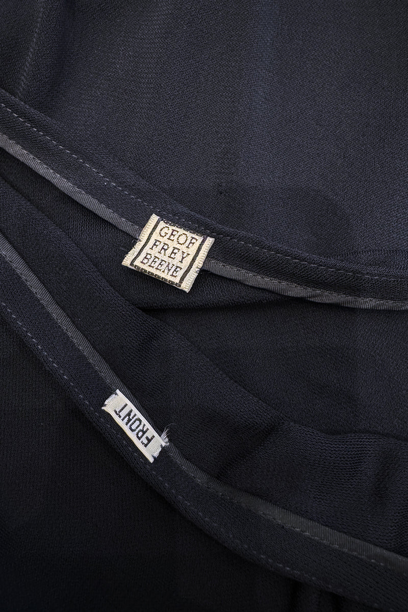 Minimalist 1990s Geoffrey Beene Deep Blue Silk Jersey One Shoulder Dress w Cut Out Details