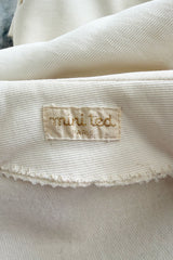 Fabulous Late 1970s Mini Ted by Ted Lapidus Ivory Playsuit w Front Zipper & Rhinestone Trim