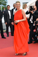 Dreamy 1978 Halston IV Red East-to-Wear Jersey One Shoulder Draped Dress w Side Slit