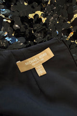 Chic Resort 2018 Michael Kors Runway Look 44 Black Dress w Elaborate Gold & Black Sequin Detailing