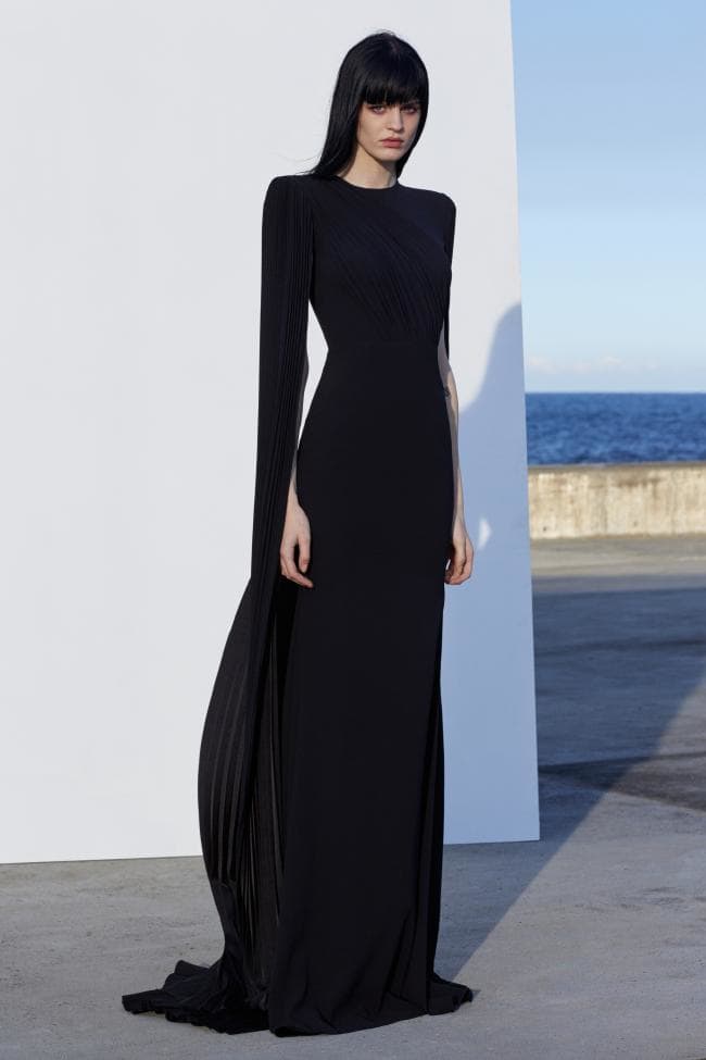 Striking Resort 2019 Alex Perry "Abigail" Brilliant Orange Full Length Capes Sleeve Dress w Open Back