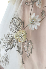 Outstanding 1967 George Halley Couture Heavily Embroidered, Rhinestone & Applique Soft Pink Dress