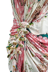 Phenomenal Spring 2006 Roberto Cavalli Pink Floral Print on Ivory Jersey Dress (Copy)