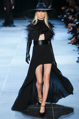 Spring 2013 Saint Laurent by Hedi Slimane Strapless Black Silk Dress w Scooped Front Hem