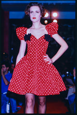 Spring 1988 Christian Lacroix Demi-Couture Runway Red Polkadot Dress w Detachable Sleeves
