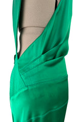 Outstanding Fall 2001 Versace by Donatella Versace Runway Look 54 Green Silk Bias Cut Dress