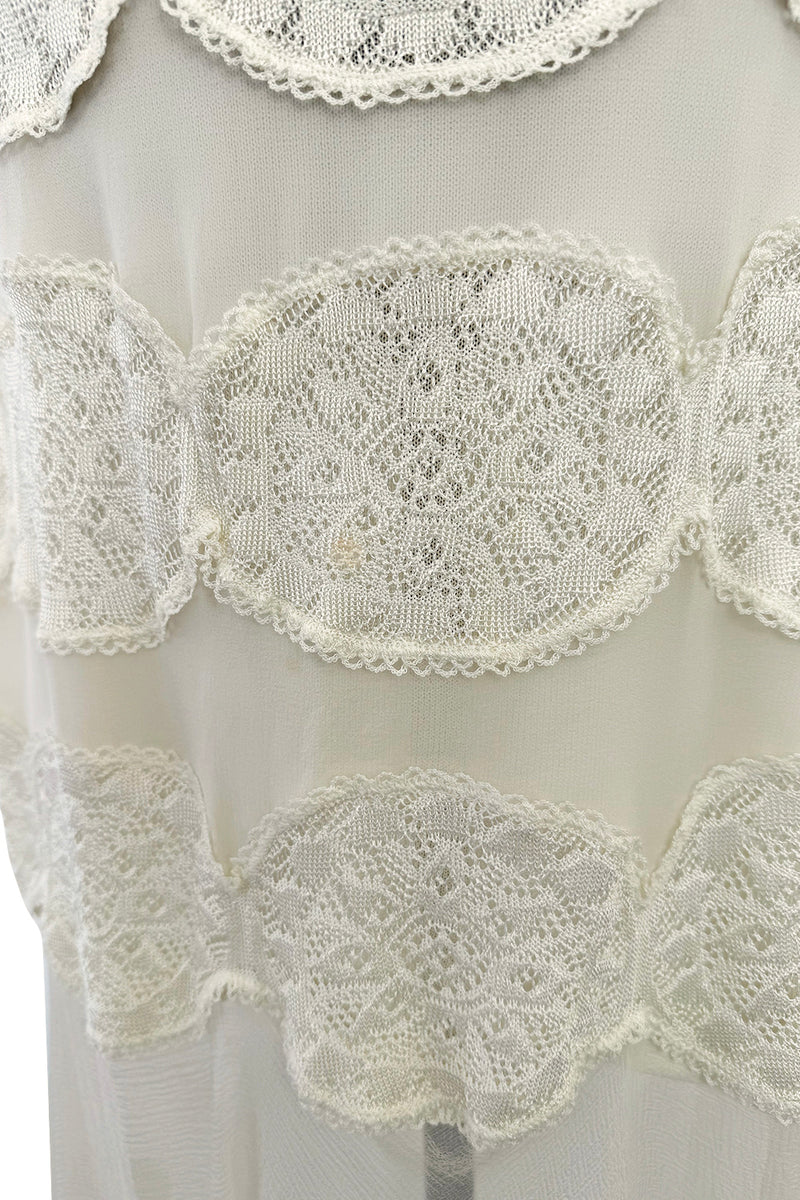 Prettiest Spring 2005 Christian Dior by John Galliano Knit & Silk Chiffon Ivory Dress