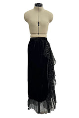 Rare Fall 1978 Yves Saint Laurent Runway Metallic Gold & Black Ruffle Top & Wrap Skirt Set