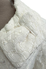 Extraordinary Spring 2006 Christian Dior by John Galliano Textured Off White Bow Detailed Jacket & Full Skirt Suit