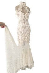 2011 Alexander McQueen by Sarah Burton Intricate Lace & Silk Chiffon Ivory Dress