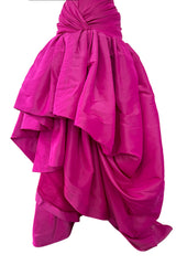 Spectacular Spring 2005 Oscar de la Renta Runway Look 53 Strapless Deep Pink Silk Dress w Full Skirts