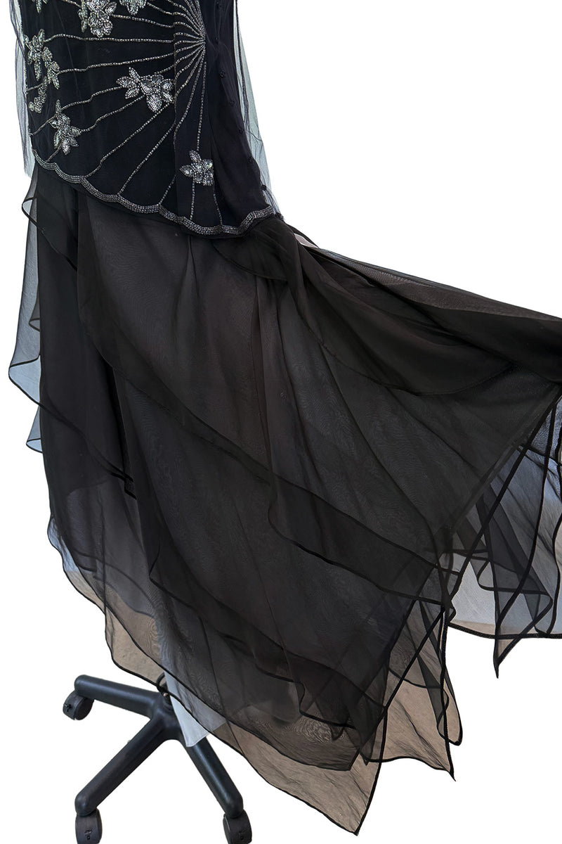 Prettiest Spring 2006 Giorgio Armani Silk Chiffon & Net Skirt and Top Set w Beaded Butterflies