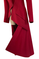 Important Fall 1999 Alexander McQueen 'The Overlook' Immaculately Tailored Deep Red Fantail Coat