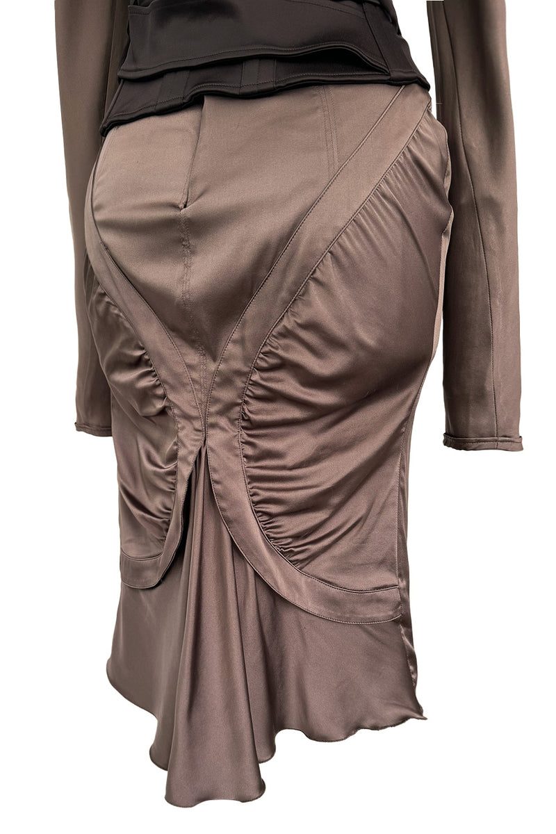 Important Fall 2003 Gucci by Tom Ford Runway Look 10 Stretch Silk Dress w Black Corset Waist Cincher Belt