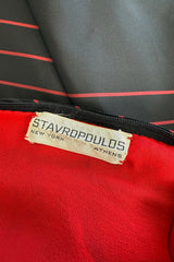 Fall 1978 George Stavropoulos Minimalist Bias Cut Black & Red Silk Dress