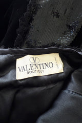 Fall 1995 Valentino by the Original Mr Valentino Runway Black Velvet Dress w Sequin Detailing