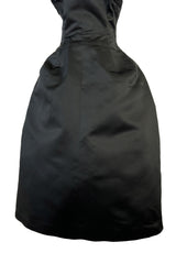 Extraordinary Winter 1954 Cristobal Balenciaga Haute Couture Strapless Black Silk Dress w Lace Bodice