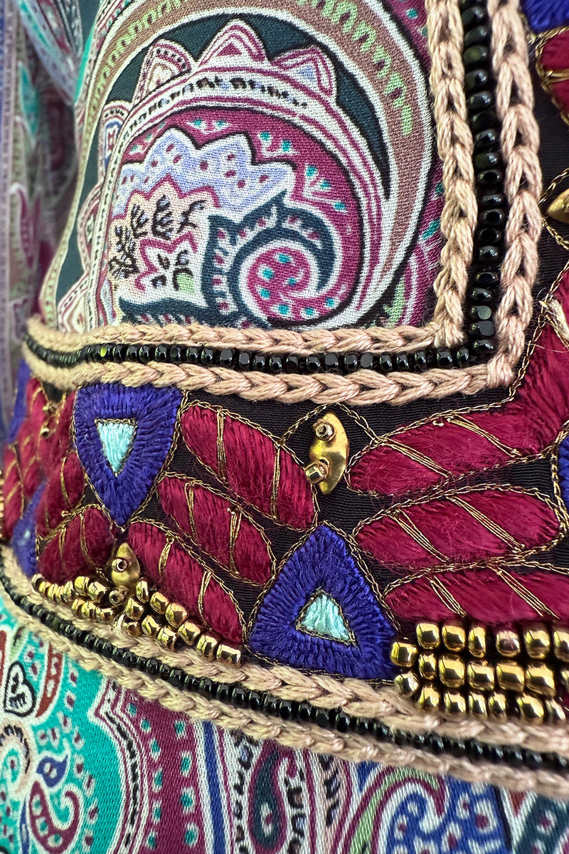 Prettiest Pre-Fall 2016 Etro by Veronica Etro Printed Silk Chiffon Dress w Embroidered & Beaded Detailing