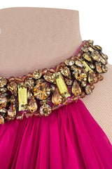 Gorgeous Pre-Fall 2011 Alexander McQueen by Sarah Burton Pink Silk Chiffon Dress w Jeweled Belt