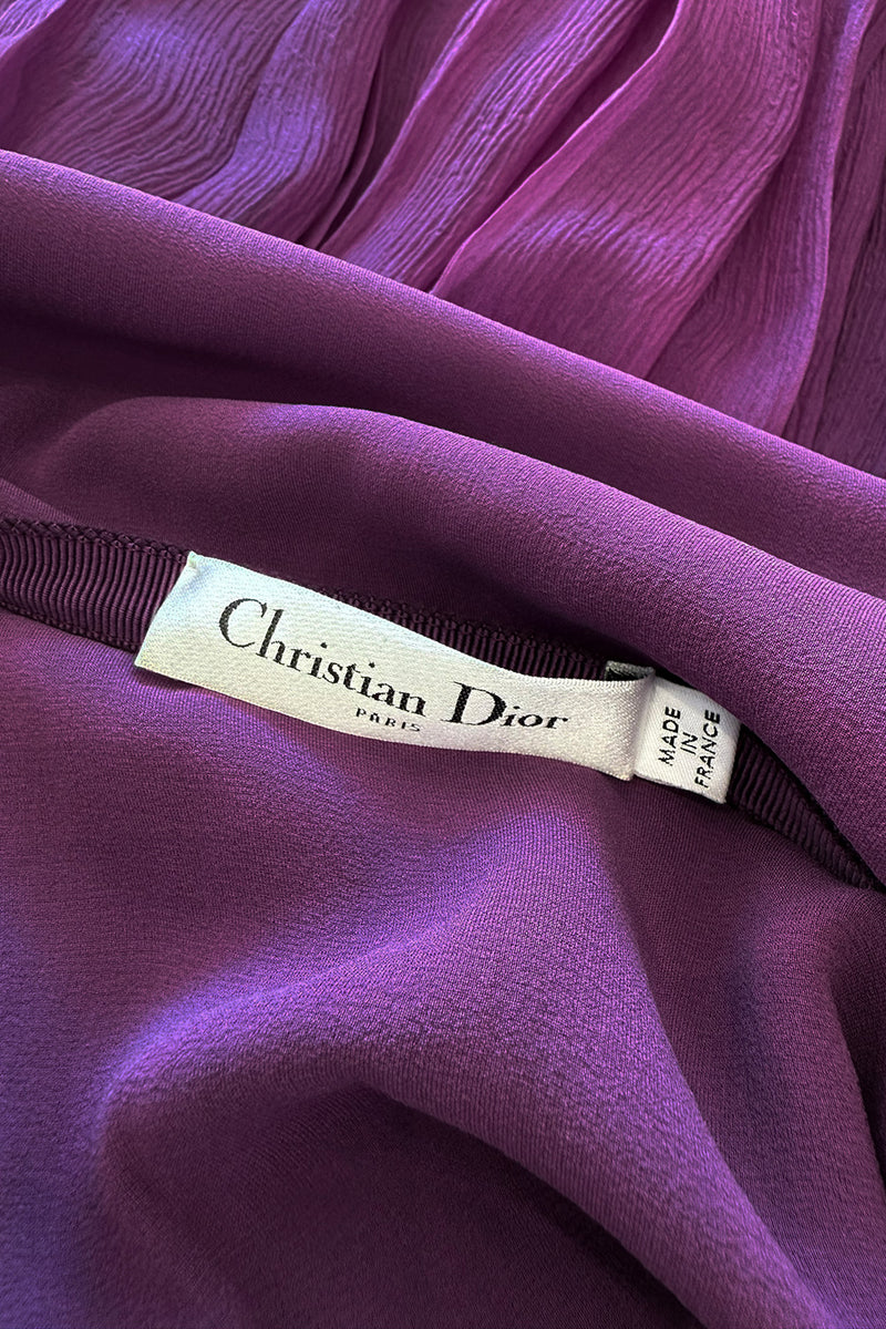 Spring 2024 Christian Dior by Maria Grazia Chiuri Runway Look 75 Purple Silk Chiffon Dress w Huge Balloon Sleeves