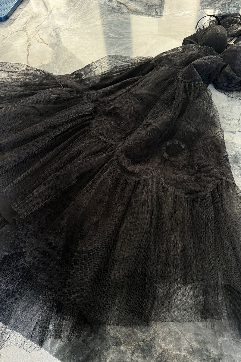 Rare Spring 2008 John Galliano Black Version of Look 13 Production Label Black Lace Dress