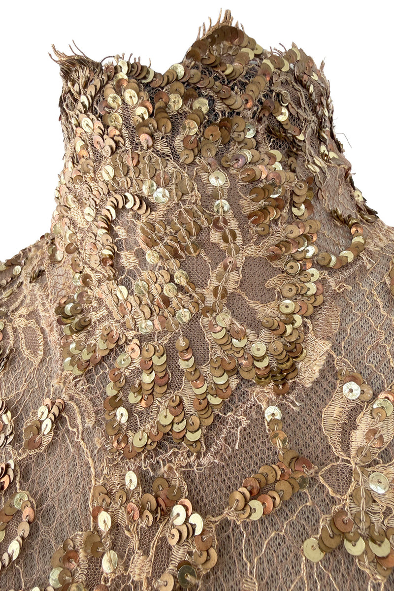 Outstanding 2010s Valentino by the Original Mr. Valentino Two Piece Metallic Gold Sequin Covered Set