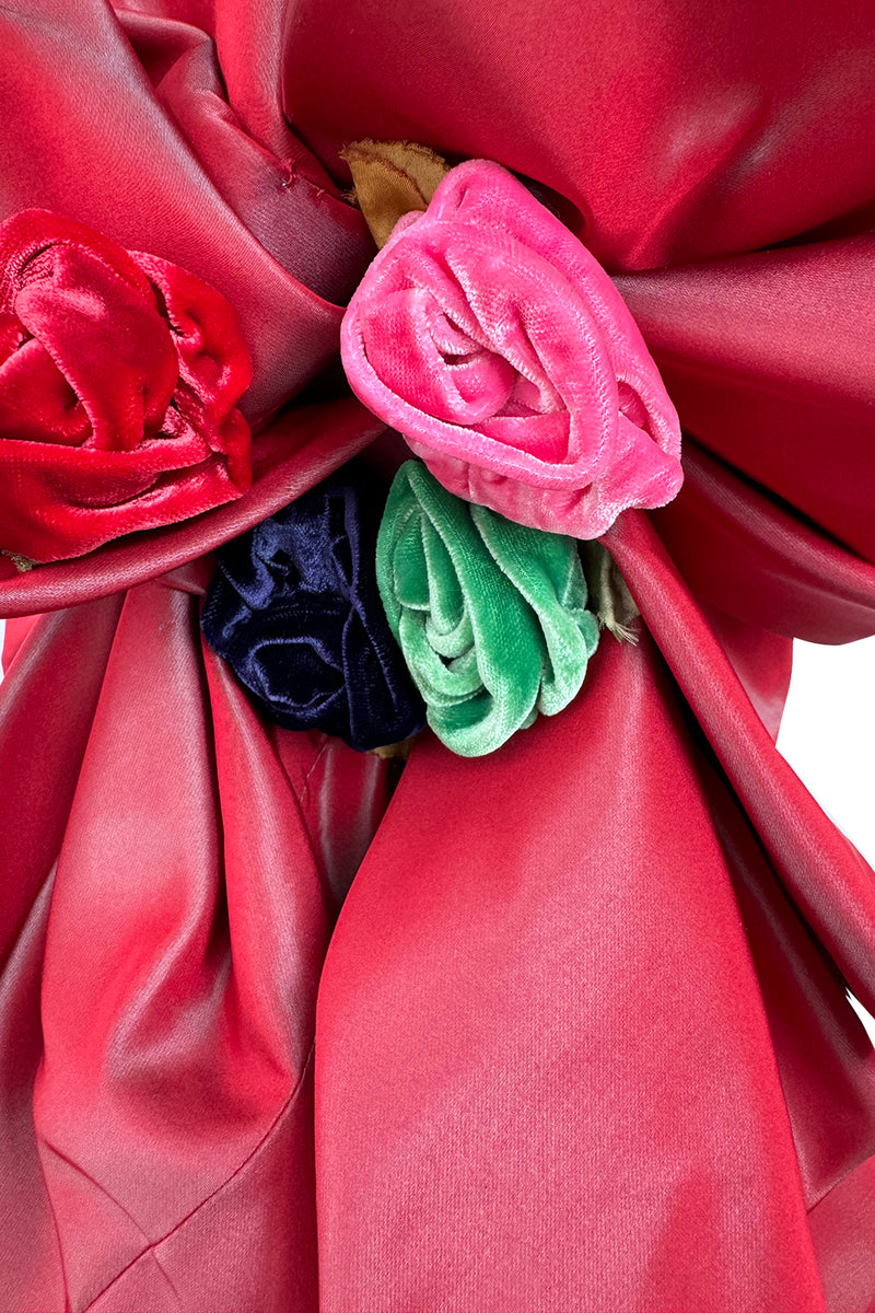 Exceptional Fall 1991 Emanuel Ungaro Haute Couture Runway Strapless Hand Draped Iridescent Silk Dress w Bow