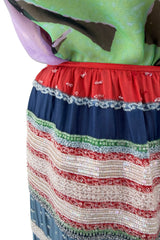 Exceptional Spring 2000 Giorgio Armani Runway Hand Beaded Silk Skirt & Silk Chiffon Top Set