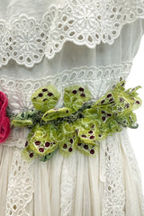 Romantic Resort 2015 Valentino by Pierpaolo & Piccioli & Maria Grazia Chiuri Cotton Embroidered Dress w  Flower Belt