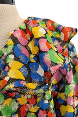 Numbered 1970s Christian Dior by Marc Bohan Demi-Couture Metallic Multi Color Silk Set