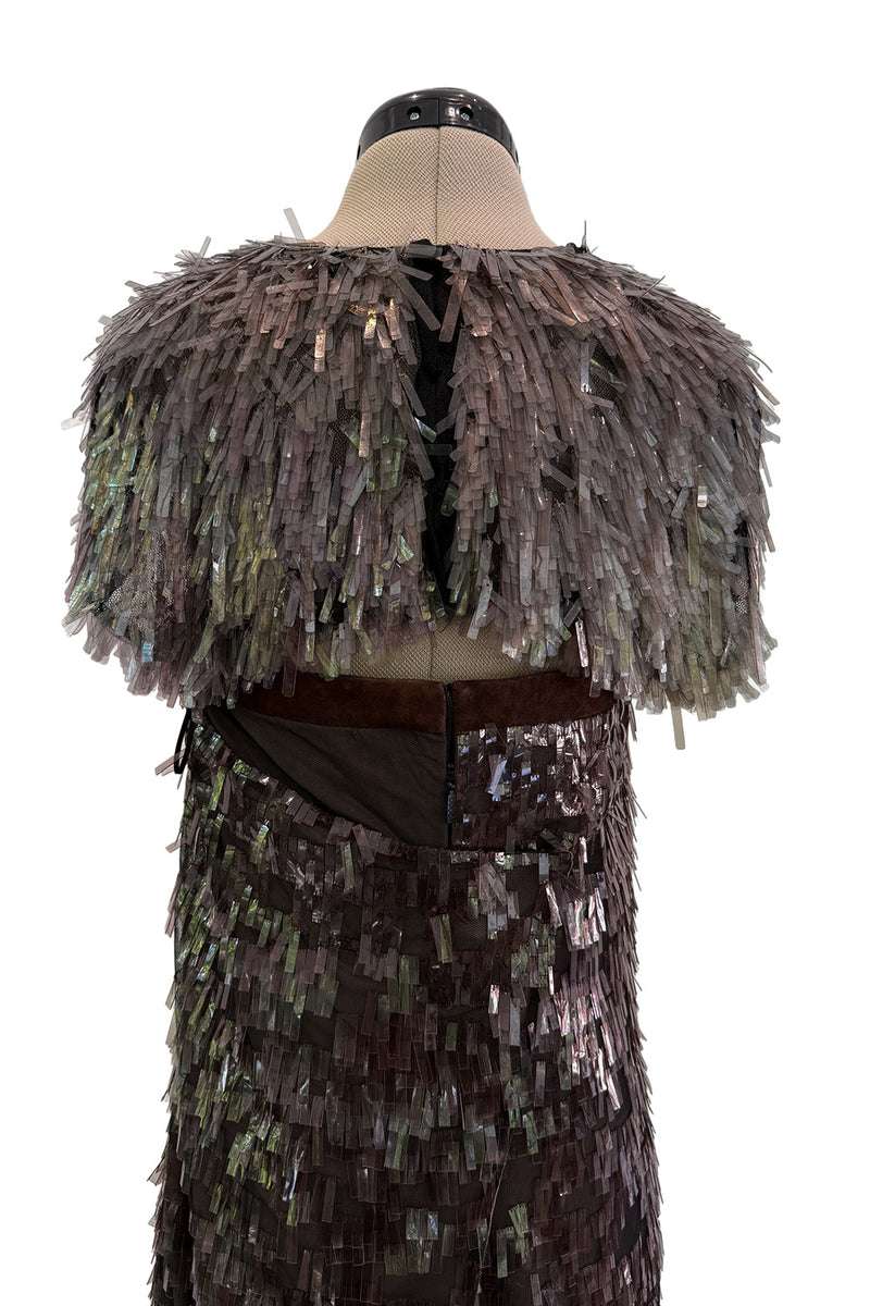 Incredible Fall 2010 Gucci by Frida Giannini Runway Look 45 Strapless Dress Covered w Pailettes & Matching Capelet