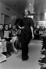 Fall 1975 Beautiful Halston Runway Flowing Deep Green Silk Chiffon w Low Back Plunge