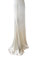 Minimalist 2011 Alexander McQueen Bias Cut Liquid Silk Satin Ivory Dress w Amazing Sleeves