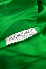 Superb Fall 1987 Yves Saint Laurent Haute Couture Green Version of Runway Dress w Silk Bow