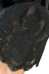 Beautiful 1990s Original Valentino Haute Couture Black Silk Dress w Handmade Lace Detailing