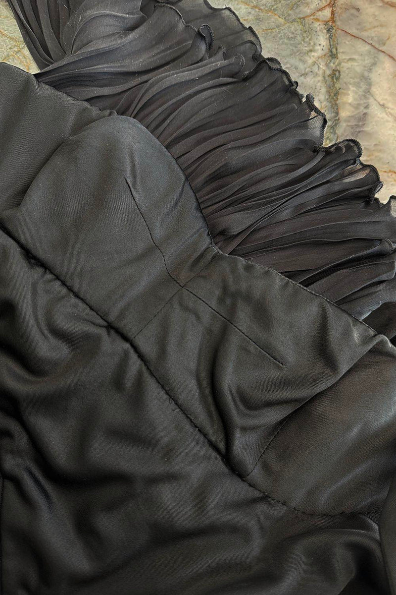 Outstanding Spring 2006 Roberto Cavalli Black Silky Jersey Corset Bodice Dress w Gold Hardware Detailing