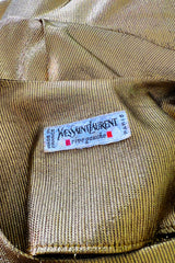 Iconic Fall 1991 Yves Saint Laurent Runway Slinky Gold Lame Dress w Gold Button Details