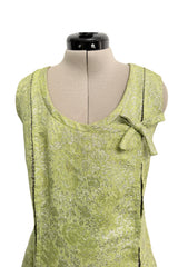 Fall 1966 Chanel Haute Couture by Coco Chanel Pale Green Metallic Lame Dress & Jacket Set